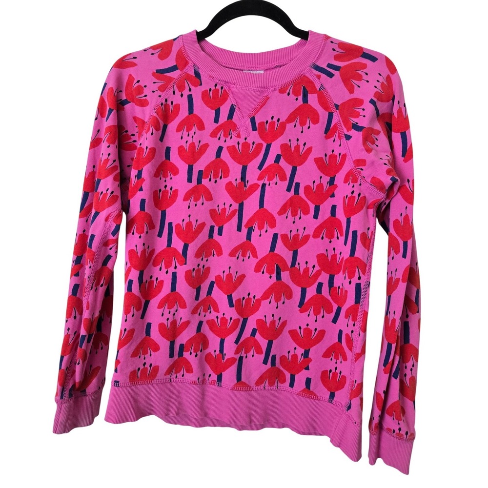 Hanna Andersson 150 Girls 12 Sweatshirt Pink Red Floral Tulip Pullover Top